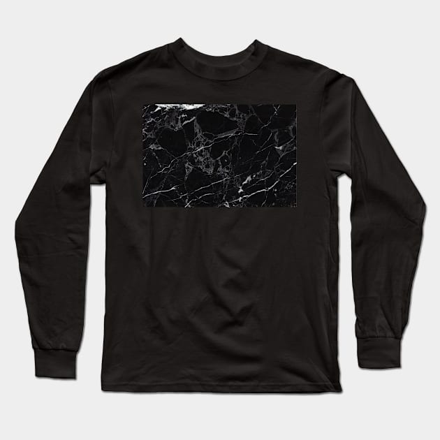 Black Marble Slab Long Sleeve T-Shirt by PixDezines